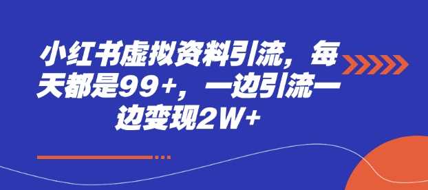 小红书虚拟资料引流，每天都是99+，一边引流一边变现2W+-玖哥网创