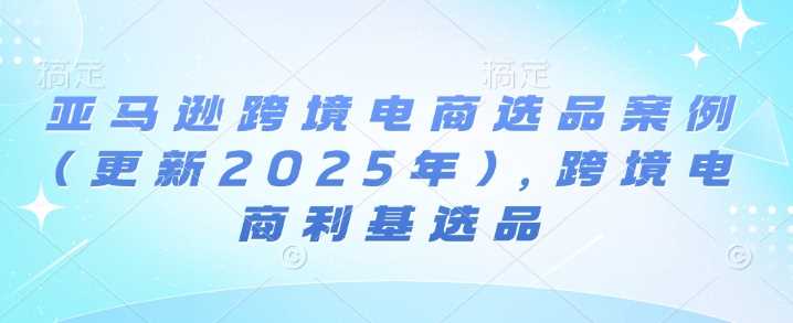 亚马逊跨境电商选品案例(更新2025年)，跨境电商利基选品-玖哥网创