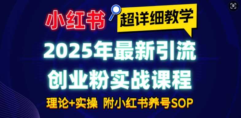 2025年最新小红书引流创业粉实战课程【超详细教学】小白轻松上手，月入1W+，附小红书养号SOP-玖哥网创