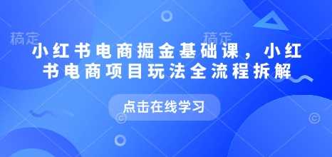 小红书电商掘金课，小红书电商项目玩法全流程拆解-玖哥网创