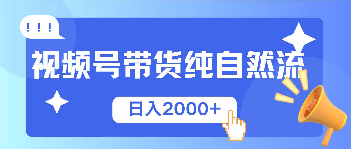 （13998期）视频号带货，纯自然流，起号简单，爆率高轻松日入2000+-玖哥网创