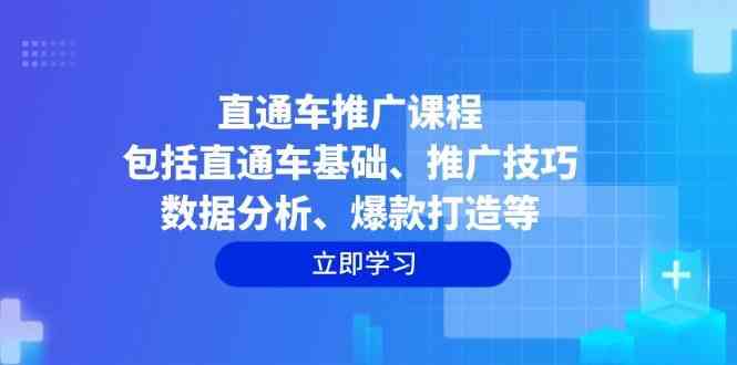 直通车推广课程：包括直通车基础、推广技巧、数据分析、爆款打造等-玖哥网创