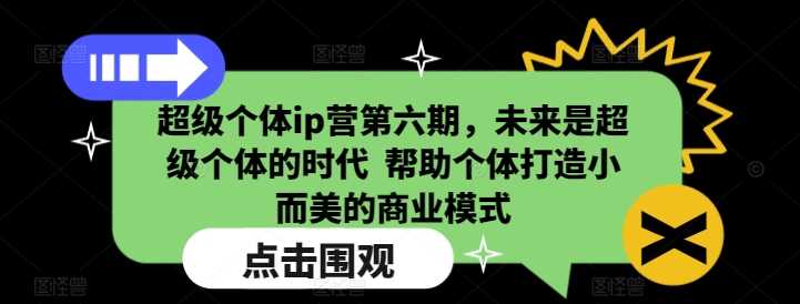 超级个体ip营第六期，未来是超级个体的时代  帮助个体打造小而美的商业模式-玖哥网创