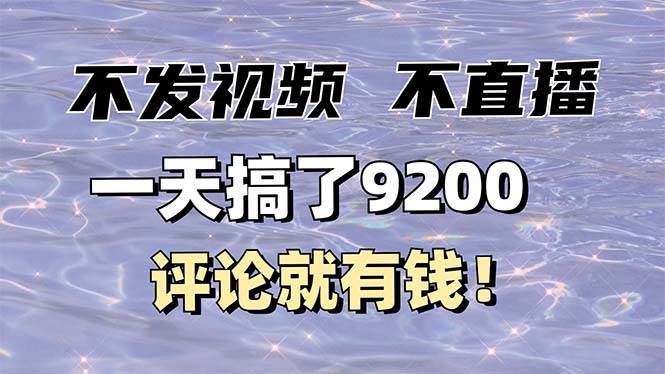 （14018期）不发作品不直播，评论就有钱，一条最高10块，一天搞了9200-玖哥网创