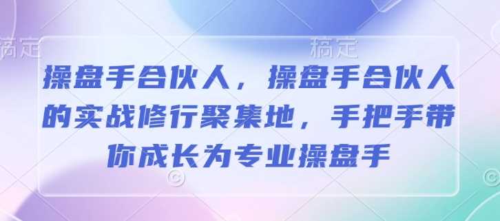 操盘手合伙人，操盘手合伙人的实战修行聚集地，手把手带你成长为专业操盘手-玖哥网创
