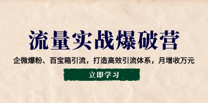 （14039期）流量实战爆破营：企微爆粉、百宝箱引流，打造高效引流体系，月增收万元-玖哥网创