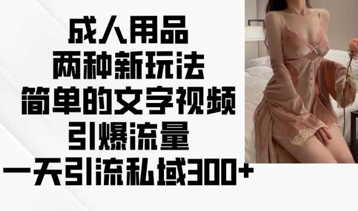 成人用品两种新玩法，简单的文字视频引爆流量，一天引流私域300+-玖哥网创