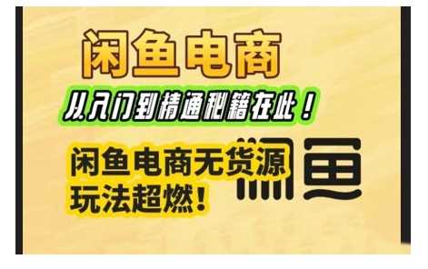 闲鱼电商实战课，从入门到精通秘籍在此，闲鱼电商无货源玩法超燃!-玖哥网创