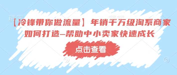 【冷锋带你做流量】年销千万级淘系商家如何打造–帮助中小卖家快速成长-玖哥网创