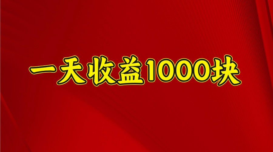 一天收益1000块，2025全网首发-玖哥网创
