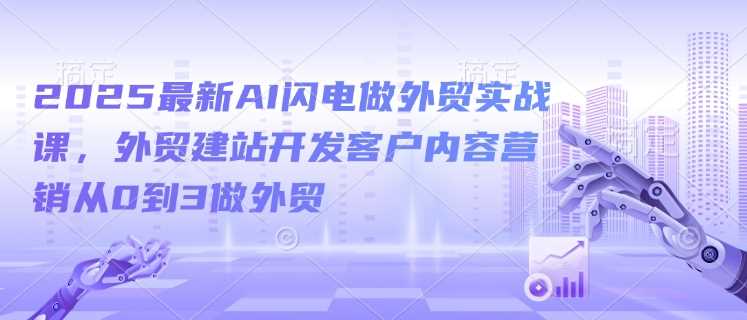 2025最新AI闪电做外贸实战课，外贸建站开发客户内容营销从0到3做外贸-玖哥网创