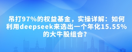 付费文章：吊打97%的权益基金，实操详解：如何利用deepseek来选出一个年化15.55%的大牛股组合?-玖哥网创