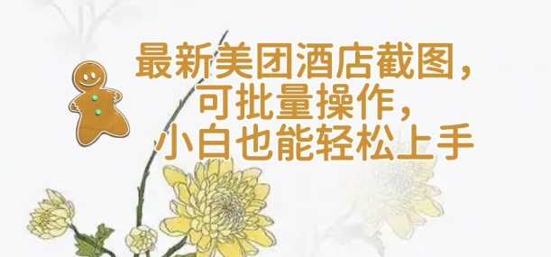 【轻云】最新美团酒店截图，可批量操作，小白也能轻松上手-玖哥网创