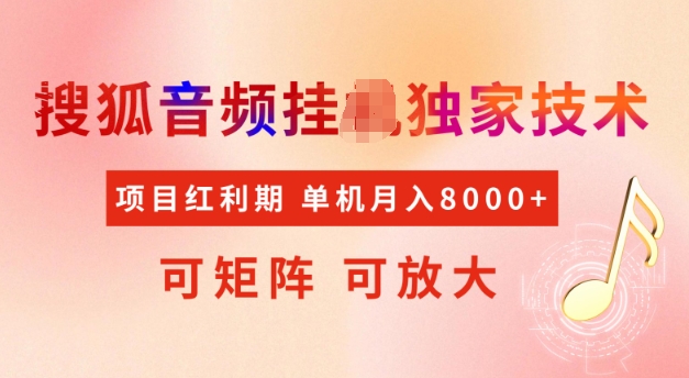 首发搜狐音频挂JI，项目红利期，可矩阵可放大，稳定月入5k【揭秘】-玖哥网创