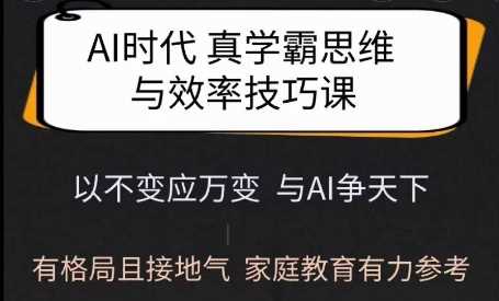 Ai时代真学霸思维与学习方法课，有格局且接地气，家庭教育有力参考-玖哥网创