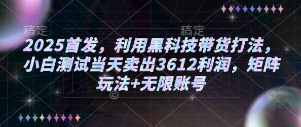 2025首发，利用黑科技带货打法，小白测试当天卖出3612利润，矩阵玩法+无限账号【揭秘】-玖哥网创