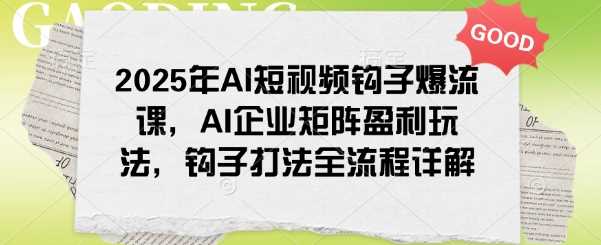 2025年AI短视频钩子爆流课，AI企业矩阵盈利玩法，钩子打法全流程详解-玖哥网创