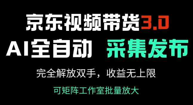 京东视频带货3.0，Ai全自动采集+自动发布，完全解放双手，收入无上限-玖哥网创