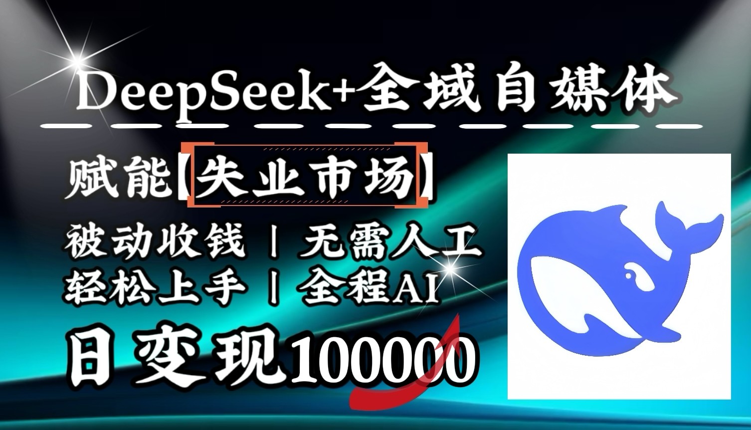 降维打击，DeepSeek+失业市场，全自动操作，结合人人刚需，单月利润轻松破100000＋-玖哥网创