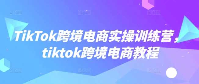 TikTok跨境电商实操训练营，tiktok跨境电商教程-玖哥网创