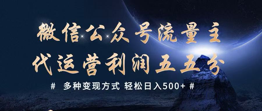 公众号流量主代运营  多种变现方式 轻松日入500+-玖哥网创