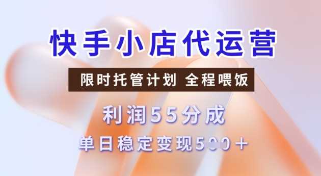 快手小店代运营3.0，模式新升级，收益55分，稳定单日5张【揭秘】-玖哥网创