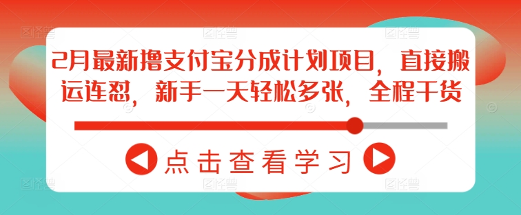 2月最新撸支付宝分成计划项目，直接搬运连怼，新手一天轻松多张，全程干货-玖哥网创