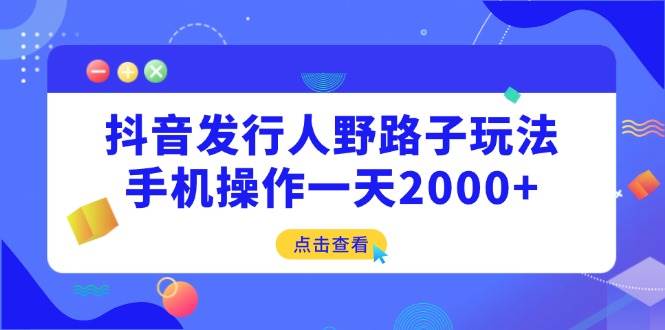 （14319期）抖音发行人野路子玩法，手机操作一天2000+-玖哥网创