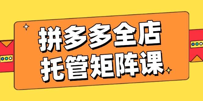 （14328期）拼多多全店托管矩阵课，盈利动销玩法，高效计划设置，提升店铺效益-玖哥网创