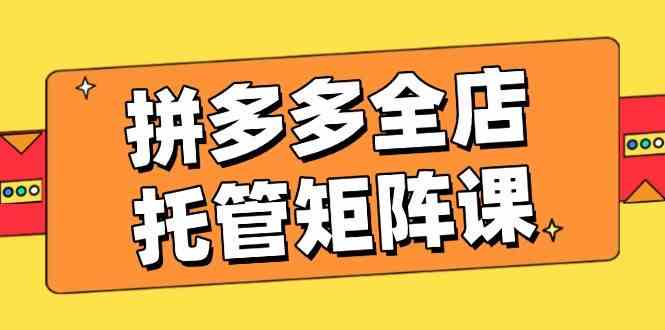 拼多多全店托管矩阵课，盈利动销玩法，高效计划设置，提升店铺效益-玖哥网创