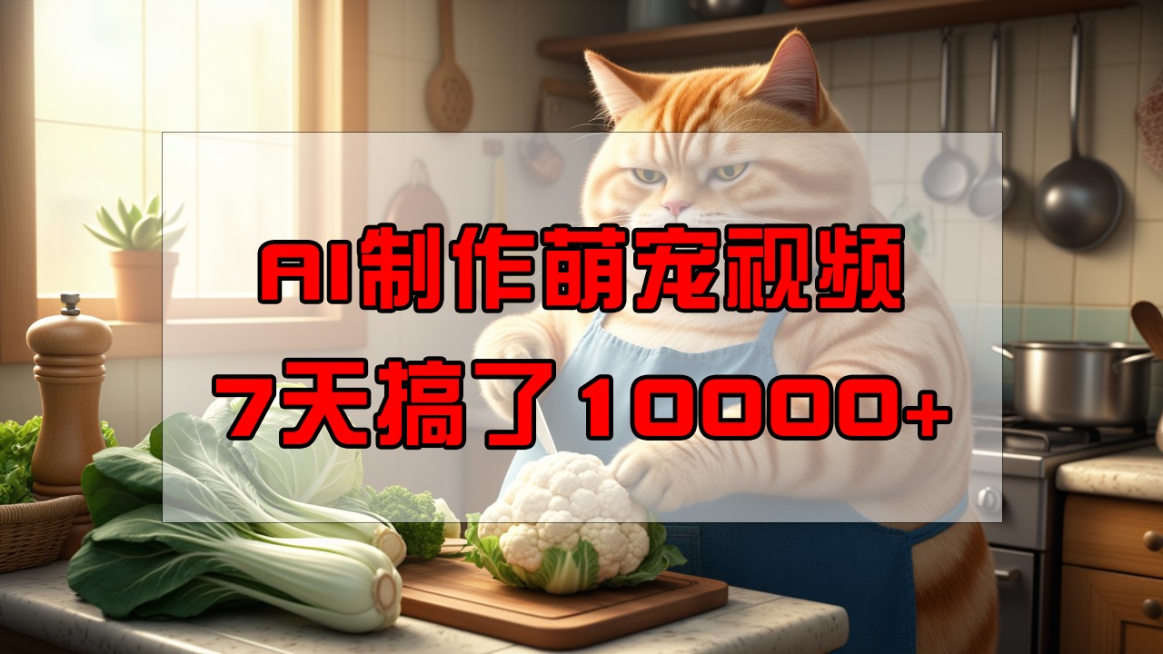 靠AI制作萌宠视频，7天搞了1万+，操作简单门槛低，有手机就行-玖哥网创