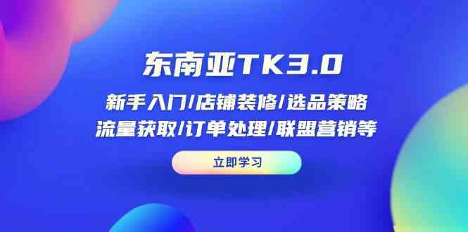 东南亚TK3.0：新手入门/店铺装修/选品策略/流量获取/订单处理/联盟营销等-玖哥网创