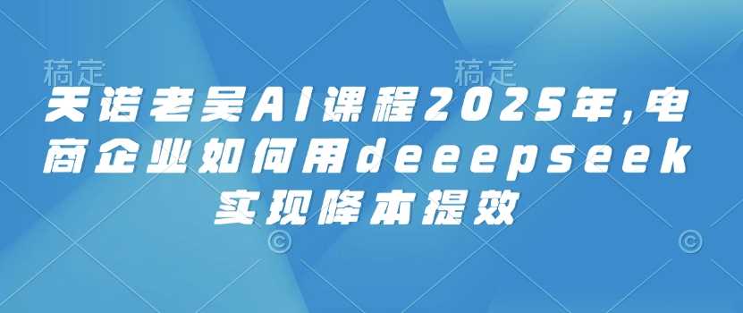天诺老吴AI课程2025年，电商企业如何用deeepseek实现降本提效-玖哥网创