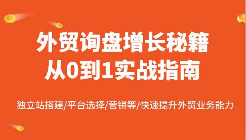外贸询盘增长秘籍从0到1实战指南，独立站搭建/平台选择/营销等/快速提升外贸业务能力-玖哥网创