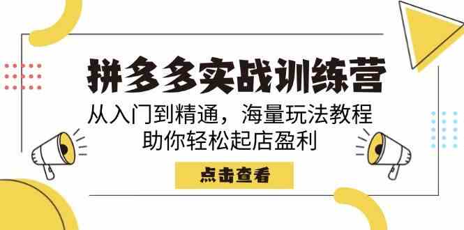 拼多多实战训练营，从入门到精通，海量玩法教程，助你轻松起店盈利-玖哥网创