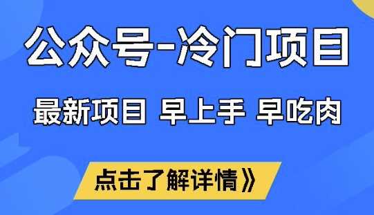 公众号冷门赛道，早上手早吃肉，单月轻松稳定变现1W【揭秘】-玖哥网创