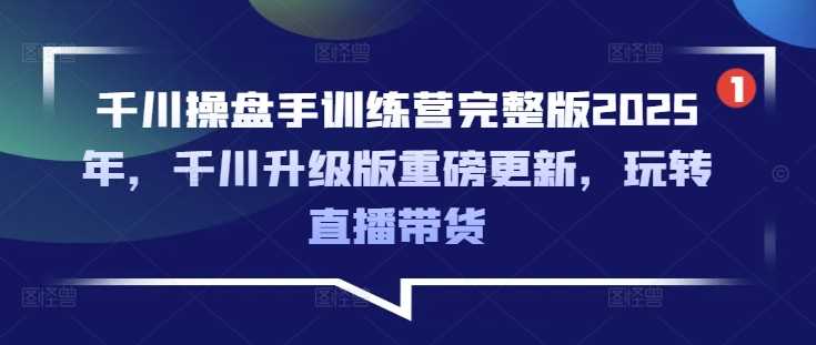 千川操盘手训练营完整版2025年，千川升级版重磅更新，玩转直播带货-玖哥网创