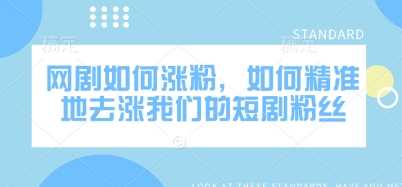 网剧如何涨粉，如何精准地去涨我们的短剧粉丝-玖哥网创