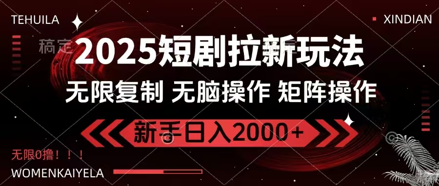 （14429期）2025短剧拉新玩法，无需注册登录，无限0撸，无脑批量操作日入2000+-玖哥网创