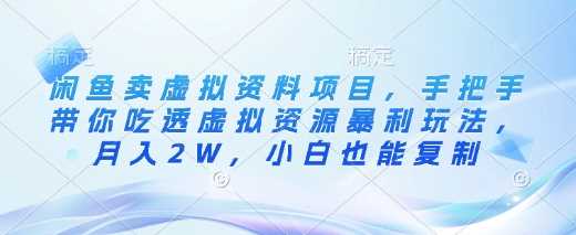 闲鱼卖虚拟资料项目，手把手带你吃透虚拟资源暴利玩法，月入2W，小白也能复制-玖哥网创