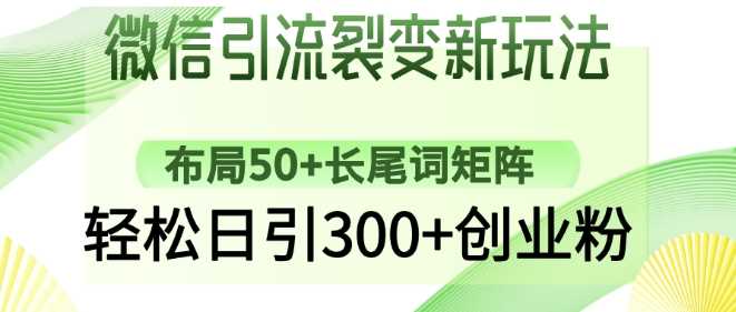 微信引流裂变新玩法：布局50+长尾词矩阵，轻松日引300+创业粉-玖哥网创