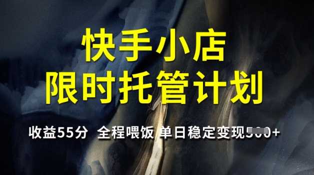 快手小店限时托管计划，收益55分，全程喂饭，单日稳定变现5张【揭秘】-玖哥网创