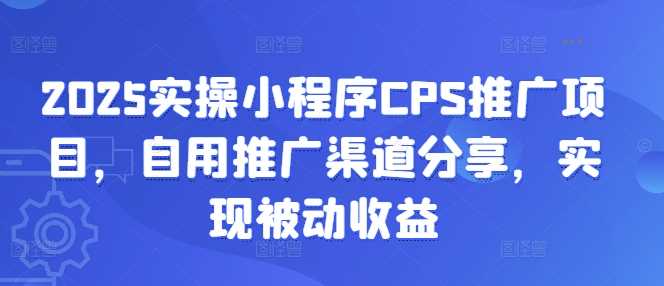 2025实操小程序CPS推广项目，自用推广渠道分享，实现被动收益-玖哥网创