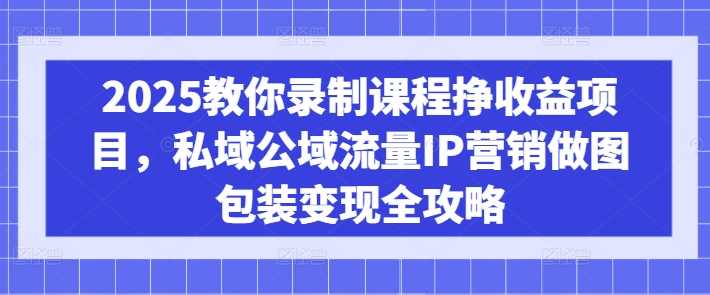 2025教你录制课程挣收益项目，私域公域流量IP营销做图包装变现全攻略-玖哥网创