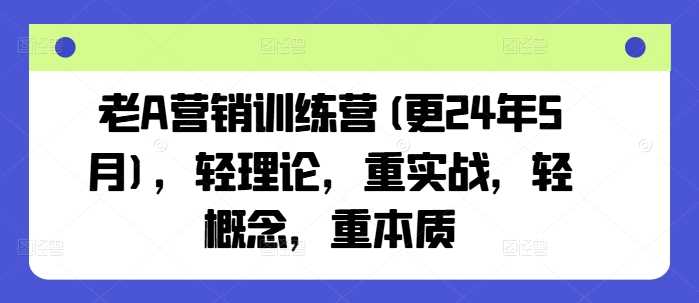 老A营销训练营(更25年3月)，轻理论，重实战，轻概念，重本质-玖哥网创