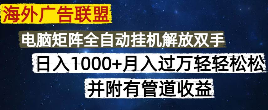 （14540期）海外广告联盟每天几分钟日入1000+无脑操作，可矩阵并附有管道收益-玖哥网创