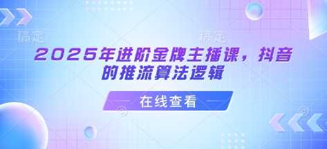 2025年进阶金牌主播课，抖音的推流算法逻辑-玖哥网创