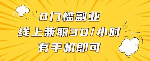 0门槛副业，线上兼职30一小时，有手机即可【揭秘】-玖哥网创