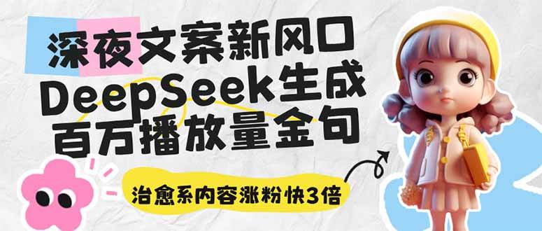 （14587期）深夜文案新风口：DeepSeek生成百万播放量金句，治愈系内容涨粉快3倍-玖哥网创
