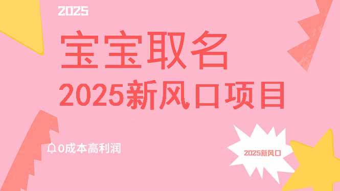 （14593期）2025新风口项目宝宝取名，0成本高利润，附保姆级教程，月入过万不是梦-玖哥网创